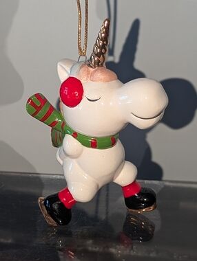 Unicorn Skating Ceramic Ornament Vintage